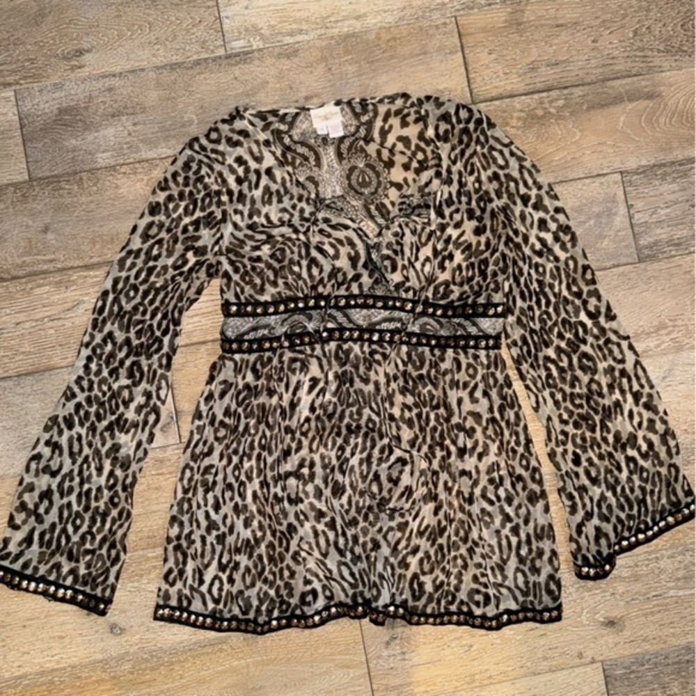 Tracy Reese Silk Animal Print Studded Dress